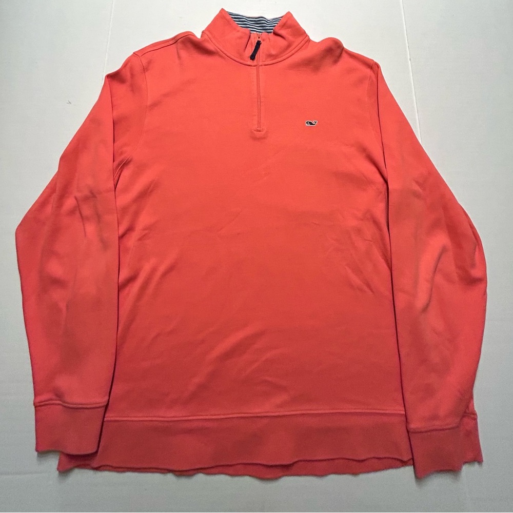 Vineyard Vines Sweater Large Pink 1/4 Zip Pima Cotton Stratford Sweatshirt Men